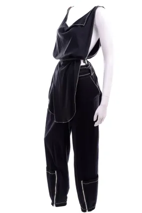 Theodore Vintage Avant Garde 2 Pc Top Pants Outfit in Charcoal Gray