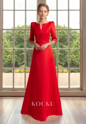 A-Line Long sleeves Satin Cocktail Mother of the Bride Dress