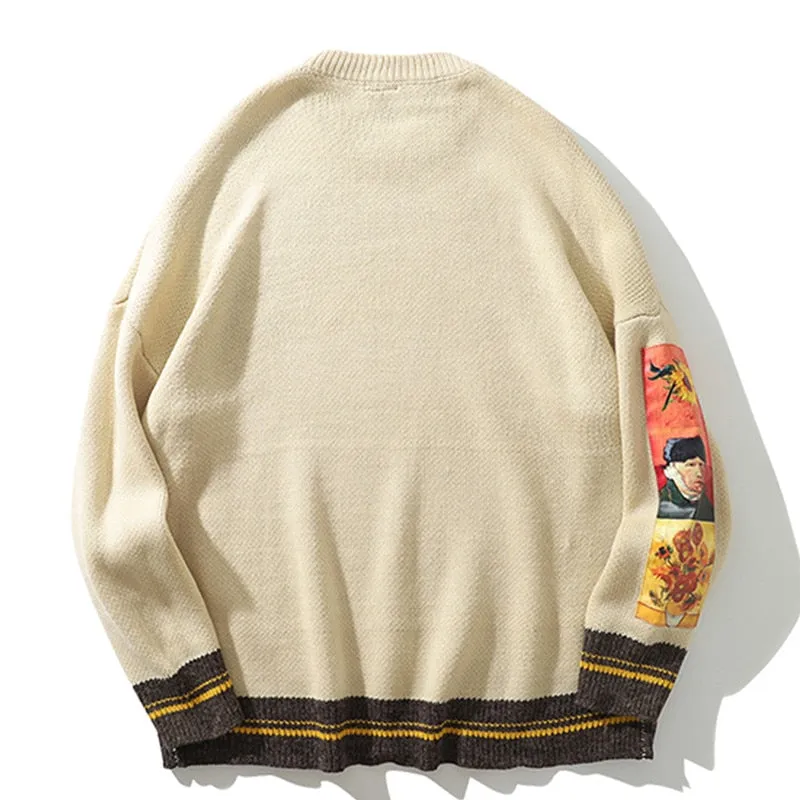 Advbridge Sweater Men Fashion Gengar Brand Van Gogh Human cargo Clothing Harajuku Hip Hop Vintage Knitted Sweater Y2K Pullovers