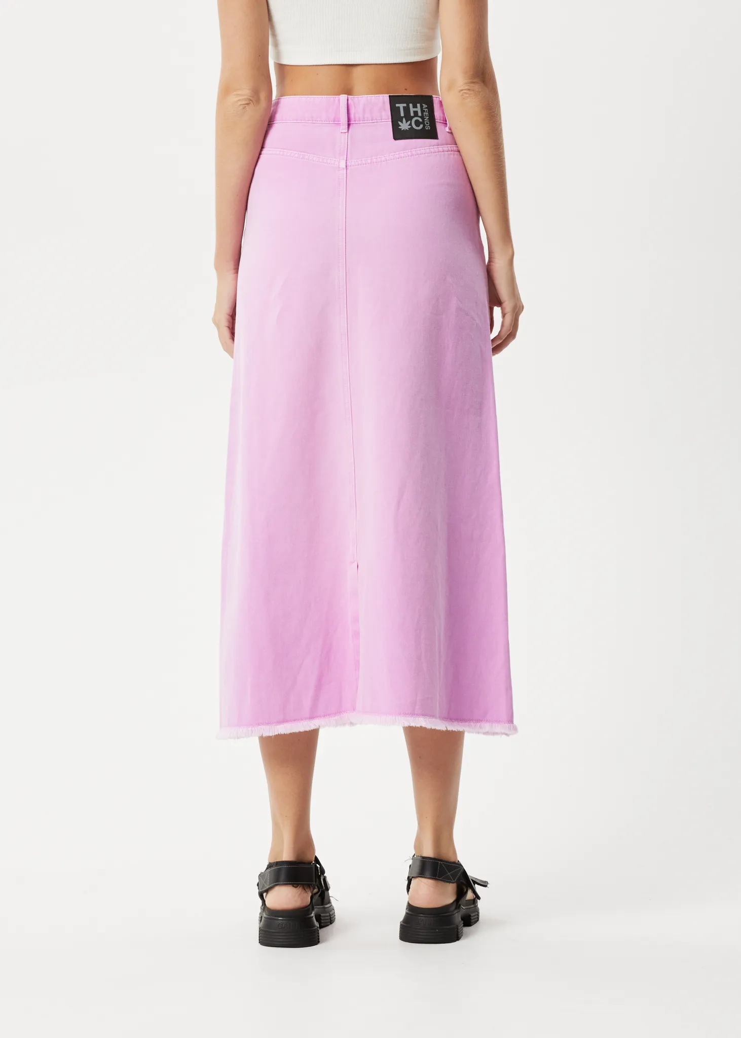 AFENDS Womens Chichi - Denim Midi Skirt - Faded Candy