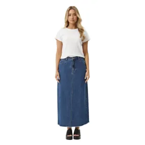 Afends Womens Chichi Hemp Denim Midi Skirt - Authentic Blue