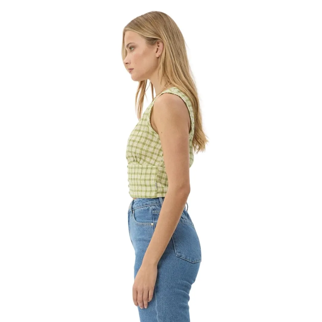 Afends Womens Darcy Check Button Top - Lemongrass Check