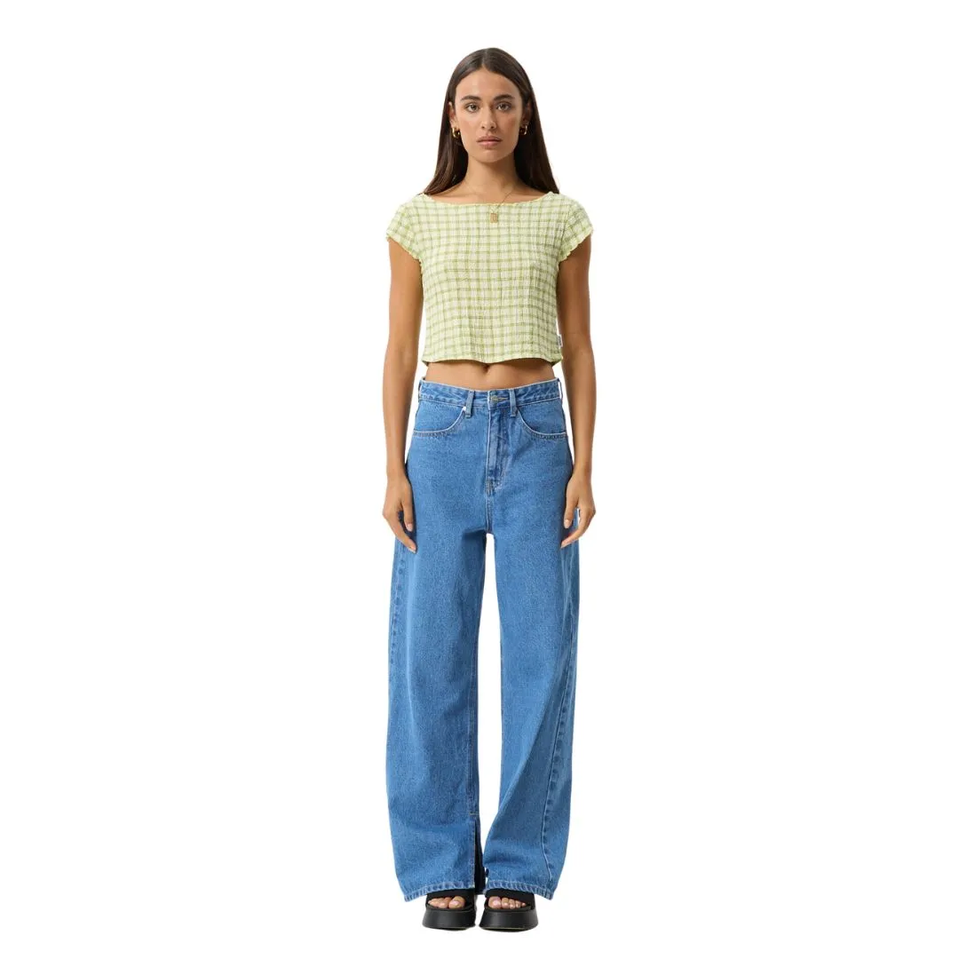 Afends Womens Darcy Check Top - Lemongrass Check