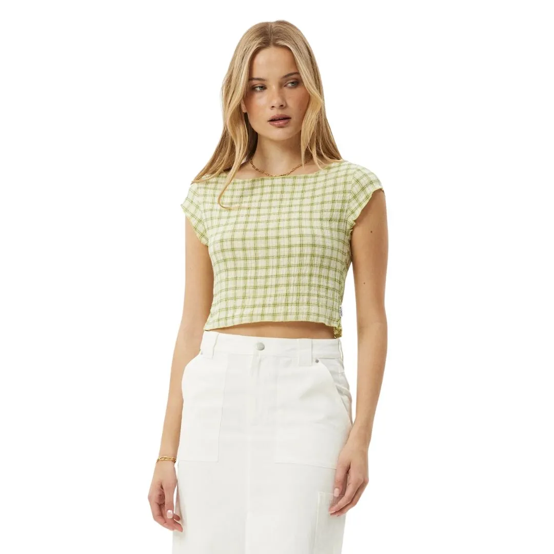 Afends Womens Darcy Check Top - Lemongrass Check