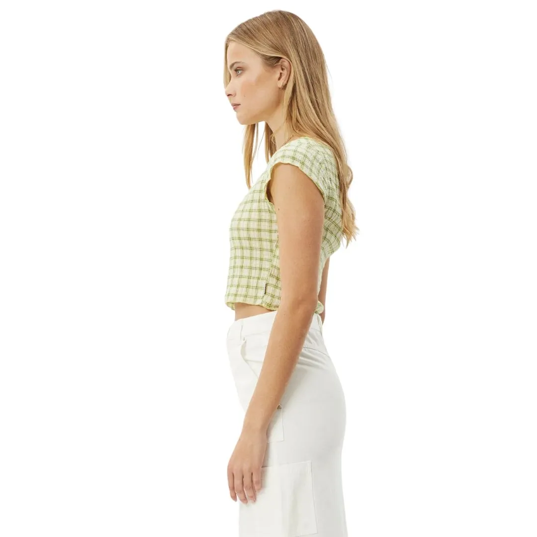 Afends Womens Darcy Check Top - Lemongrass Check