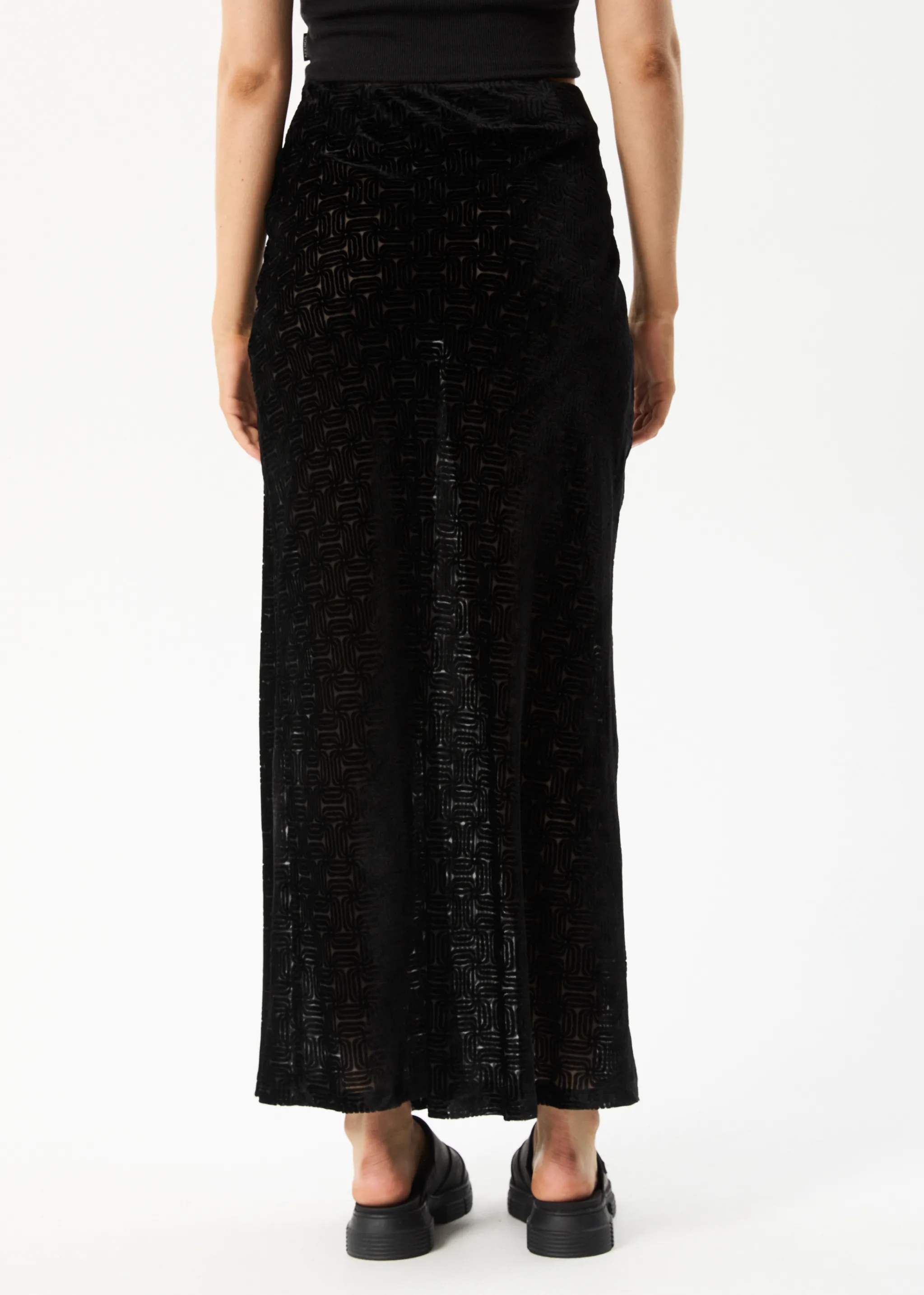 AFENDS Womens Echo - Sheer Maxi Skirt - Black