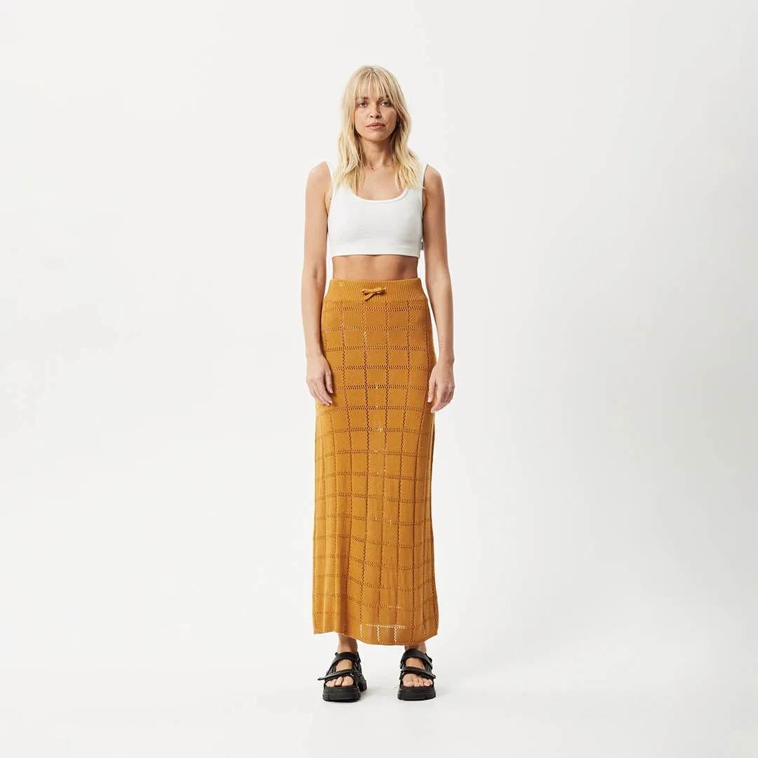 AFENDS Womens Femme - Knit Maxi Skirt - Mustard