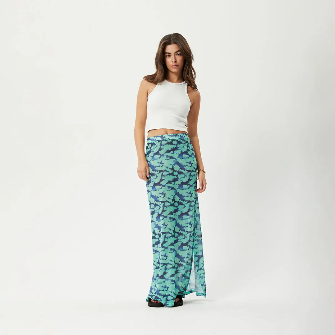 AFENDS Womens Liquid - Sheer Maxi Skirt - Jade Floral