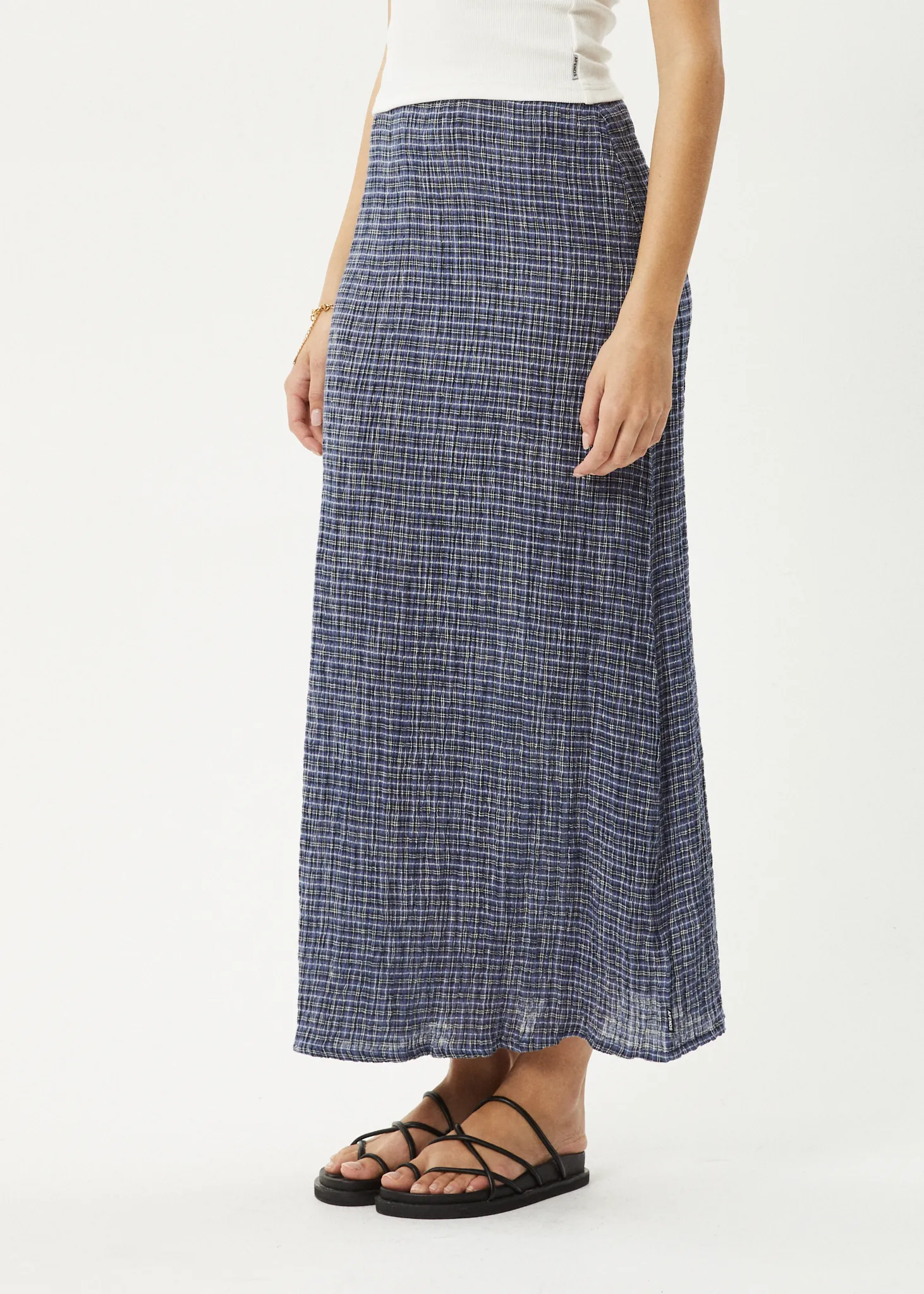 AFENDS Womens Shipwreck - Seersucker Check Skirt - Marlin