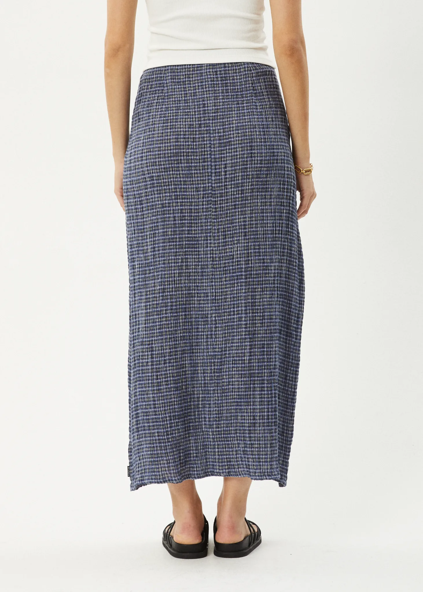 AFENDS Womens Shipwreck - Seersucker Check Skirt - Marlin