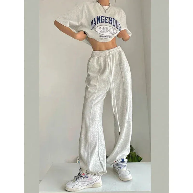 Aiertu  Women Sweatpants Casual Joggers Sports Wide Leg Trousers Hip Hop Korean Fashion Harajuku Y2k Female Loose Streetwear