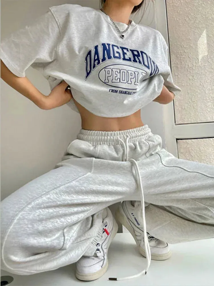 Aiertu  Women Sweatpants Casual Joggers Sports Wide Leg Trousers Hip Hop Korean Fashion Harajuku Y2k Female Loose Streetwear