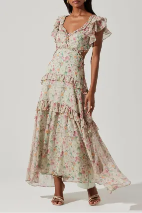 ASTR THE LABEL - MABLE FLORAL TIERED RUFFLE MAXI DRESS