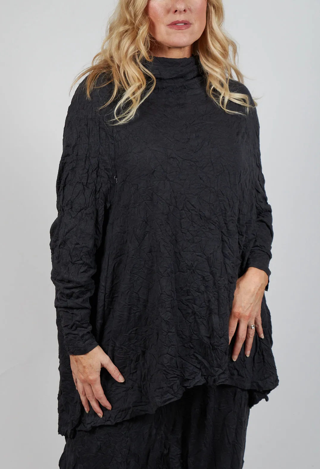 Asymmetric Crinkle Top in Slate