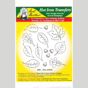 Aunt Martha's Fall Leaves Iron-On Embroidery Pattern