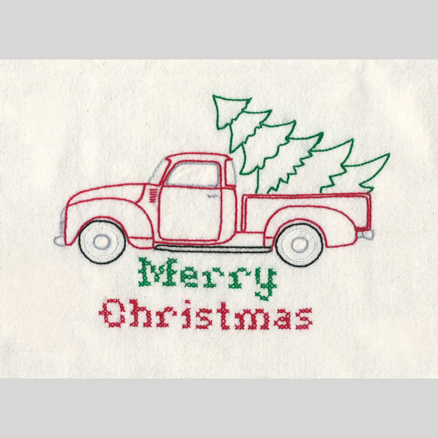 Aunt Martha's Retro Red Truck Iron-On Embroidery Pattern