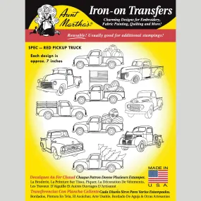 Aunt Martha's Retro Red Truck Iron-On Embroidery Pattern