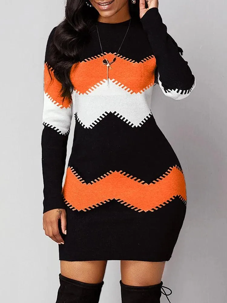 Autumn Elegance: Plus Size Elegant Knit Bodycon Dress for Women