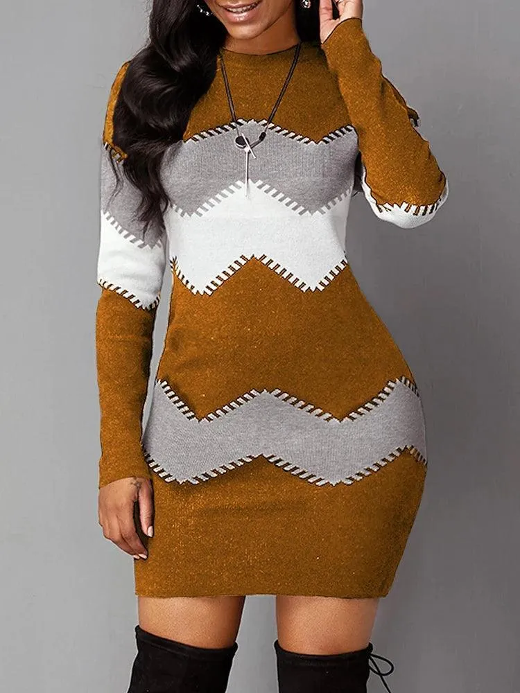 Autumn Elegance: Plus Size Elegant Knit Bodycon Dress for Women