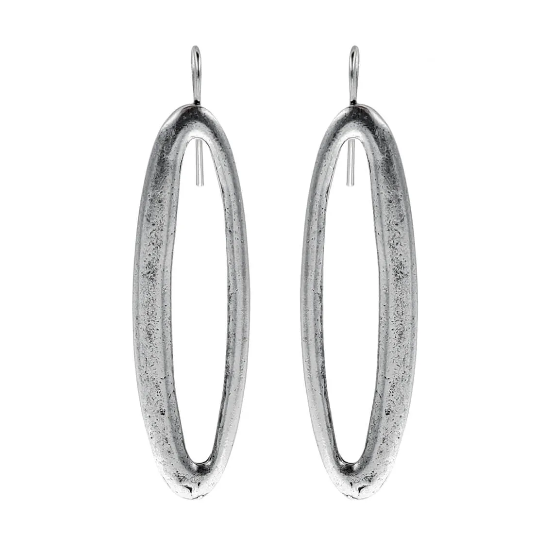 Avant Garde Paris Antiqued Silver Oval Hoop Earrings