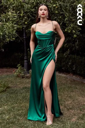 B4008 - Sweetheart Ruched Satin Sheath Long Bridesmaid Dress