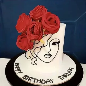 Bang Style Face Lines Acrylic Cake Decoration (Black)