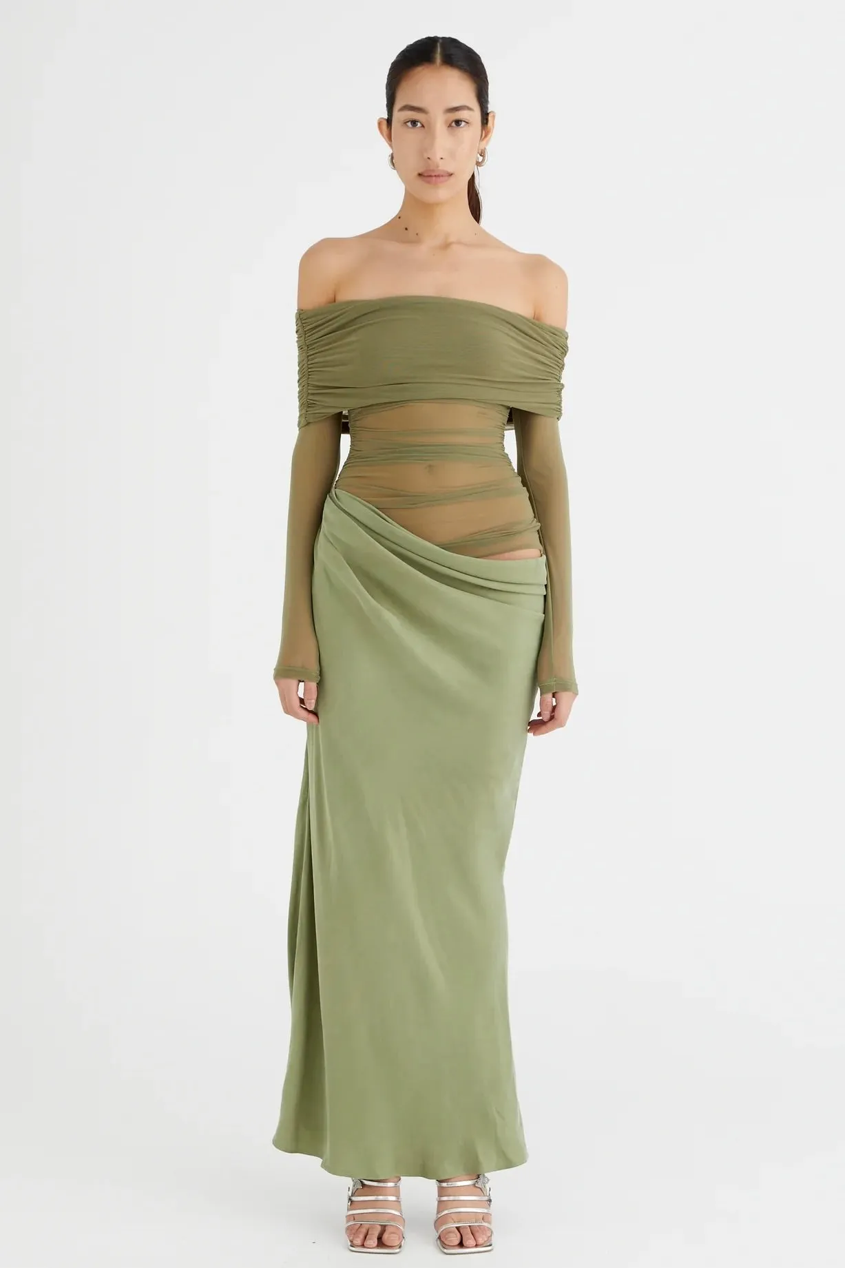 Benni Yasmin Off Shoulder Dress - Pistachio