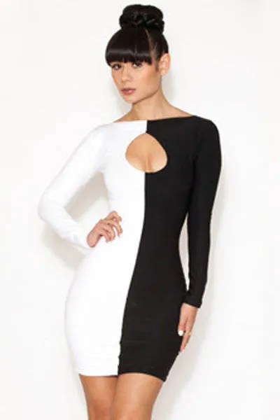 Black & White Bust Skinny Short Dress