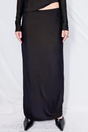 Black Overdyed Jersey Maxi Skirt