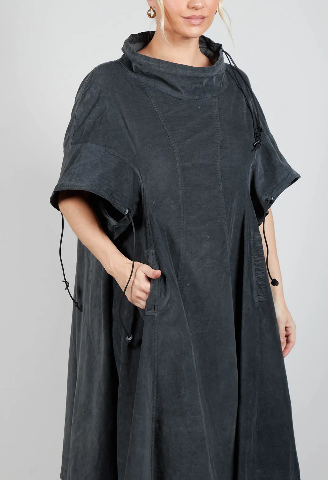 Boned Dress in Coal Cloud