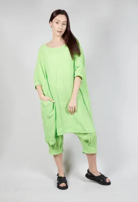 Boxy Fit Linen Dress in Lime