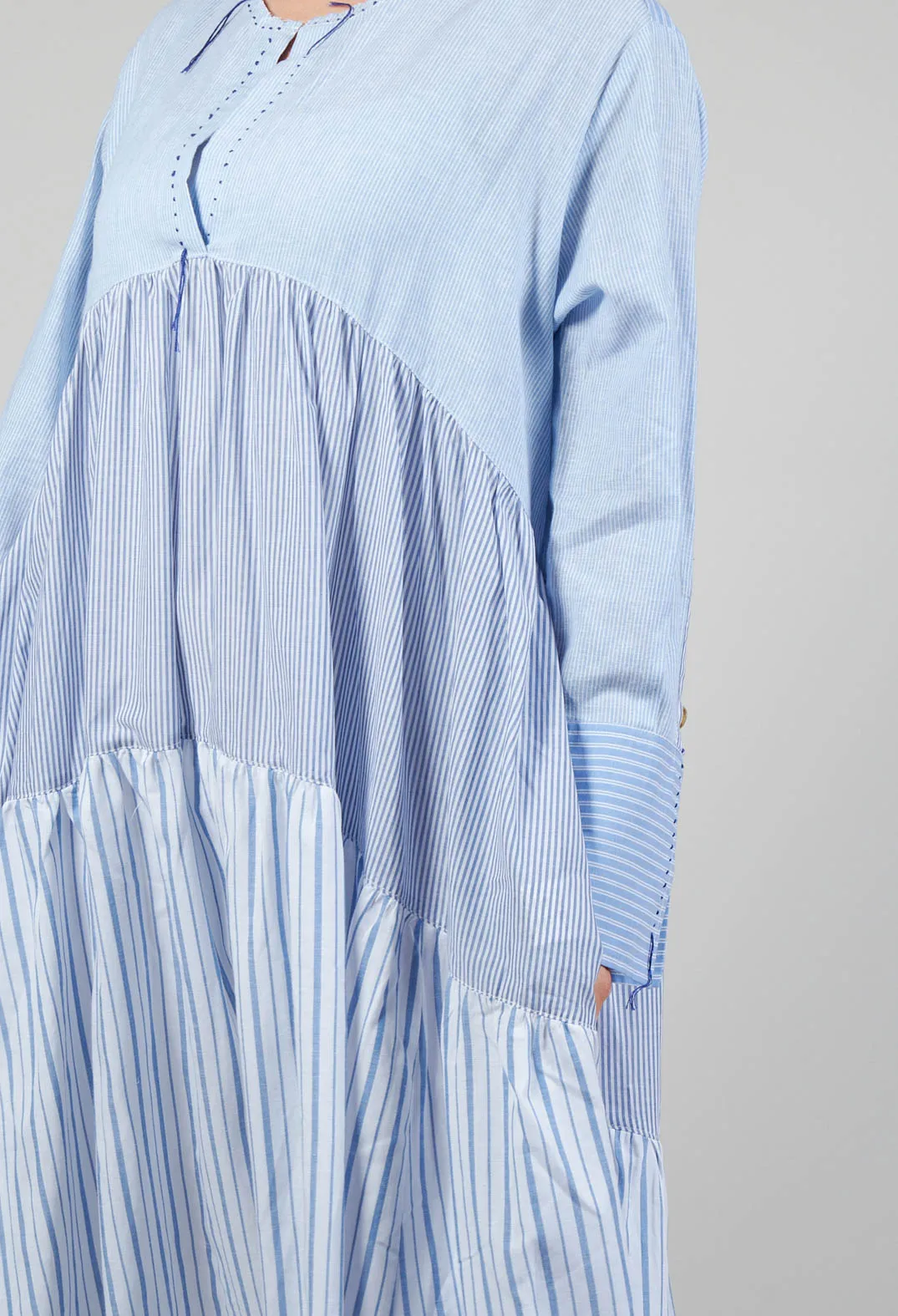 Boxy Smock Dress in Blue Stripe