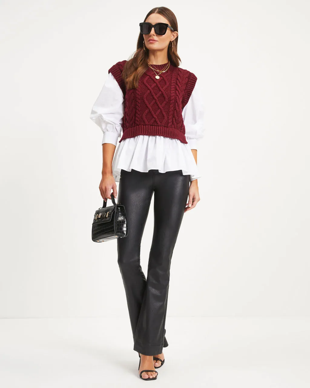 Carmine Contrast Knit Top