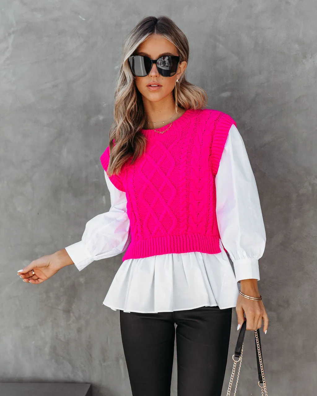 Carmine Contrast Knit Top