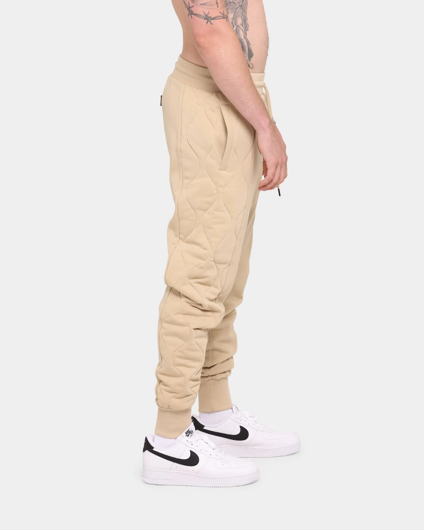 Carré Motor Quilted Trackpants Stone