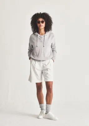 Cashmere Lace Neck Hoodie in Foggy Grey