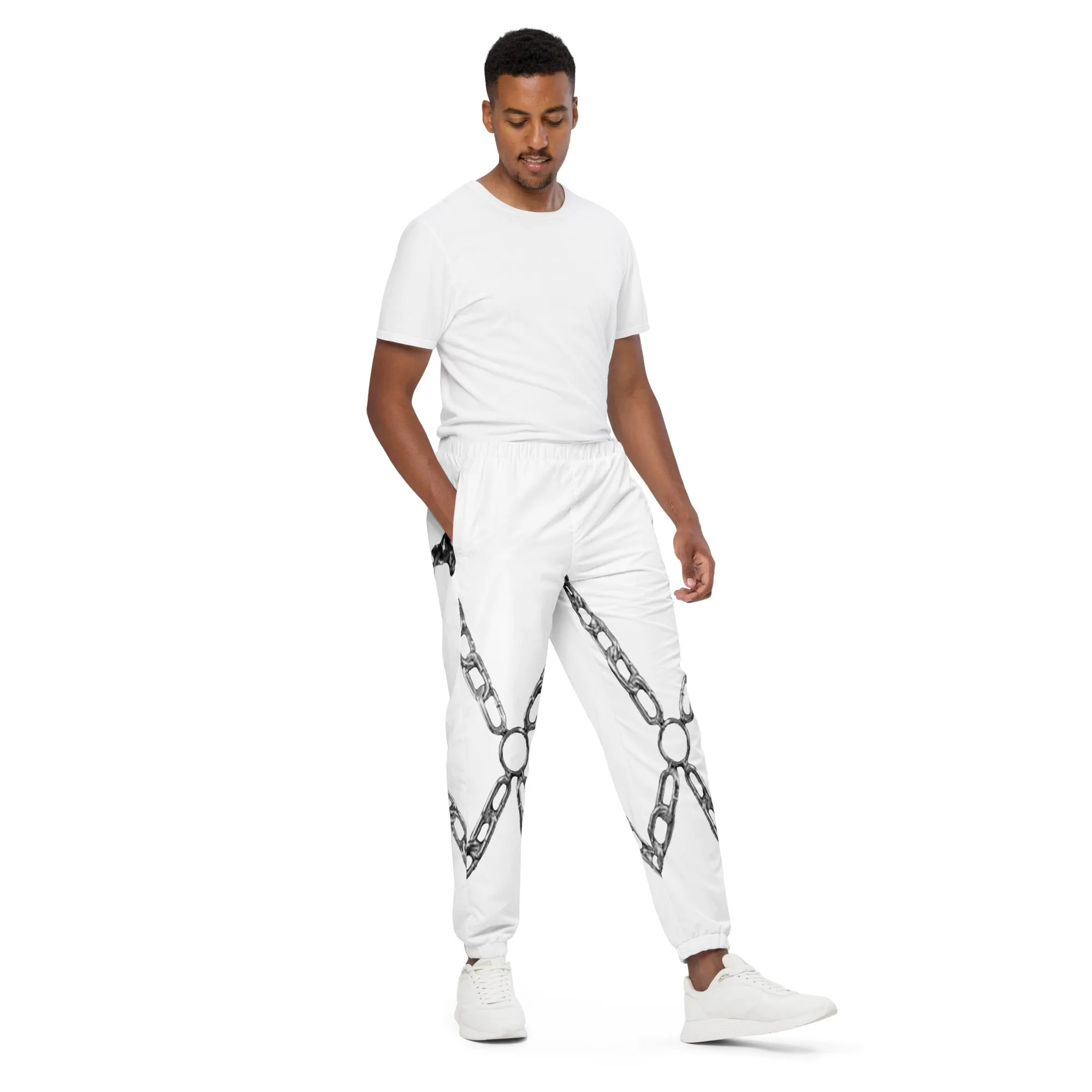 Chain Harness White Track Pants