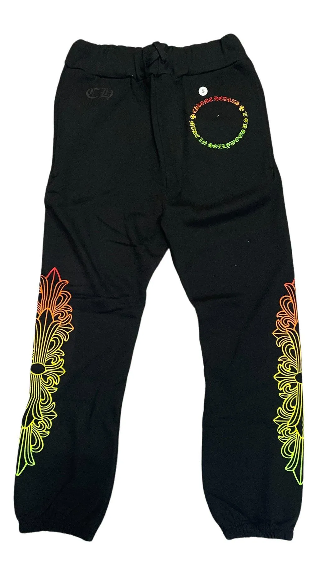 Chrome Hearts Multicolor Horseshoe Floral Cross Sweatpants Black