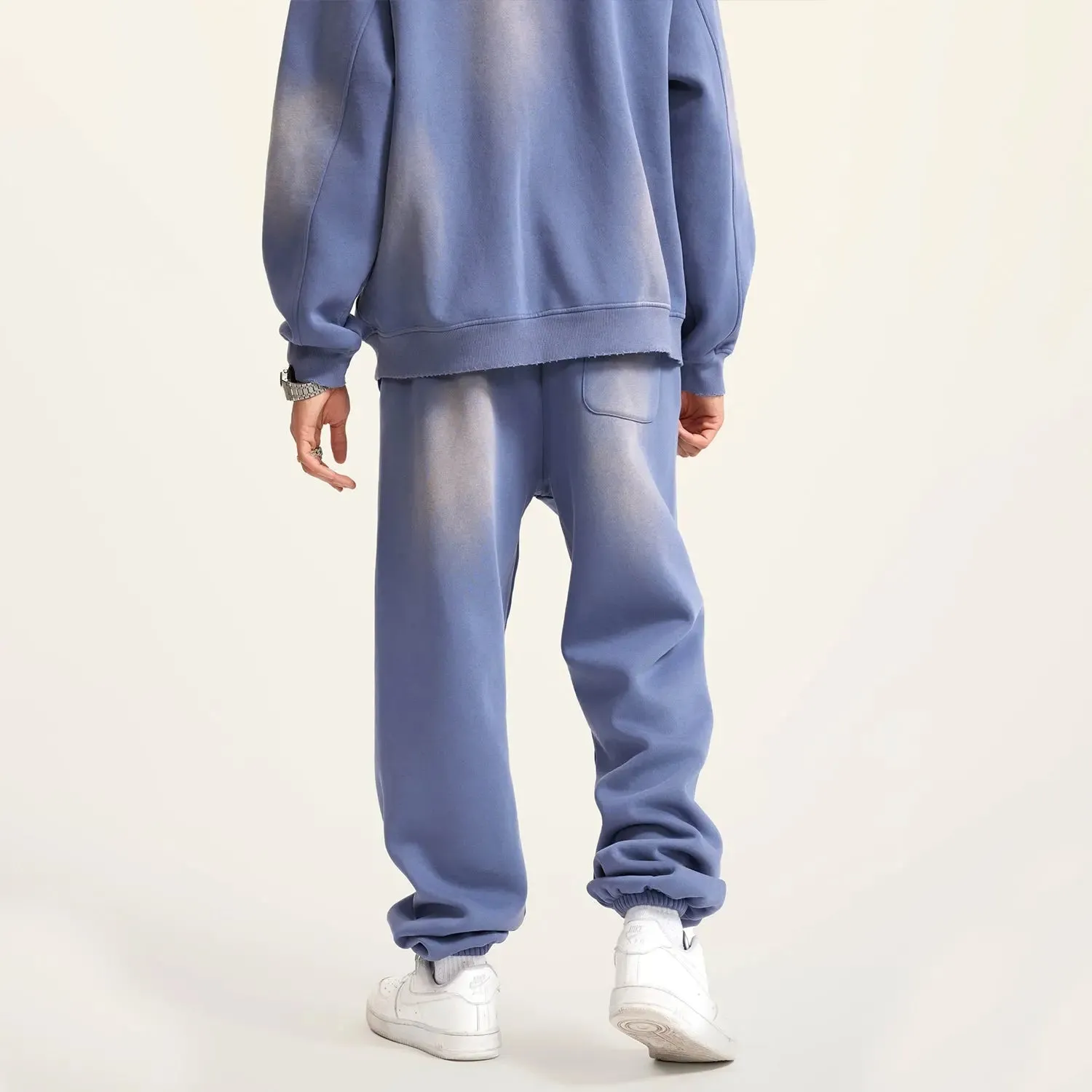 ClassA1 (Denim Blue)Streetwear Unisex Monkey Washed Dyed Fleece Joggers