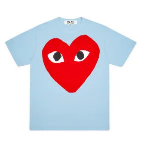 COMME DES GARÇON PLAY BIG HEART LOGO T-SHIRT BLUE