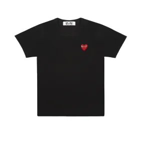 COMME DES GARÇON PLAY RED EMBLEM T-SHIRT BLACK