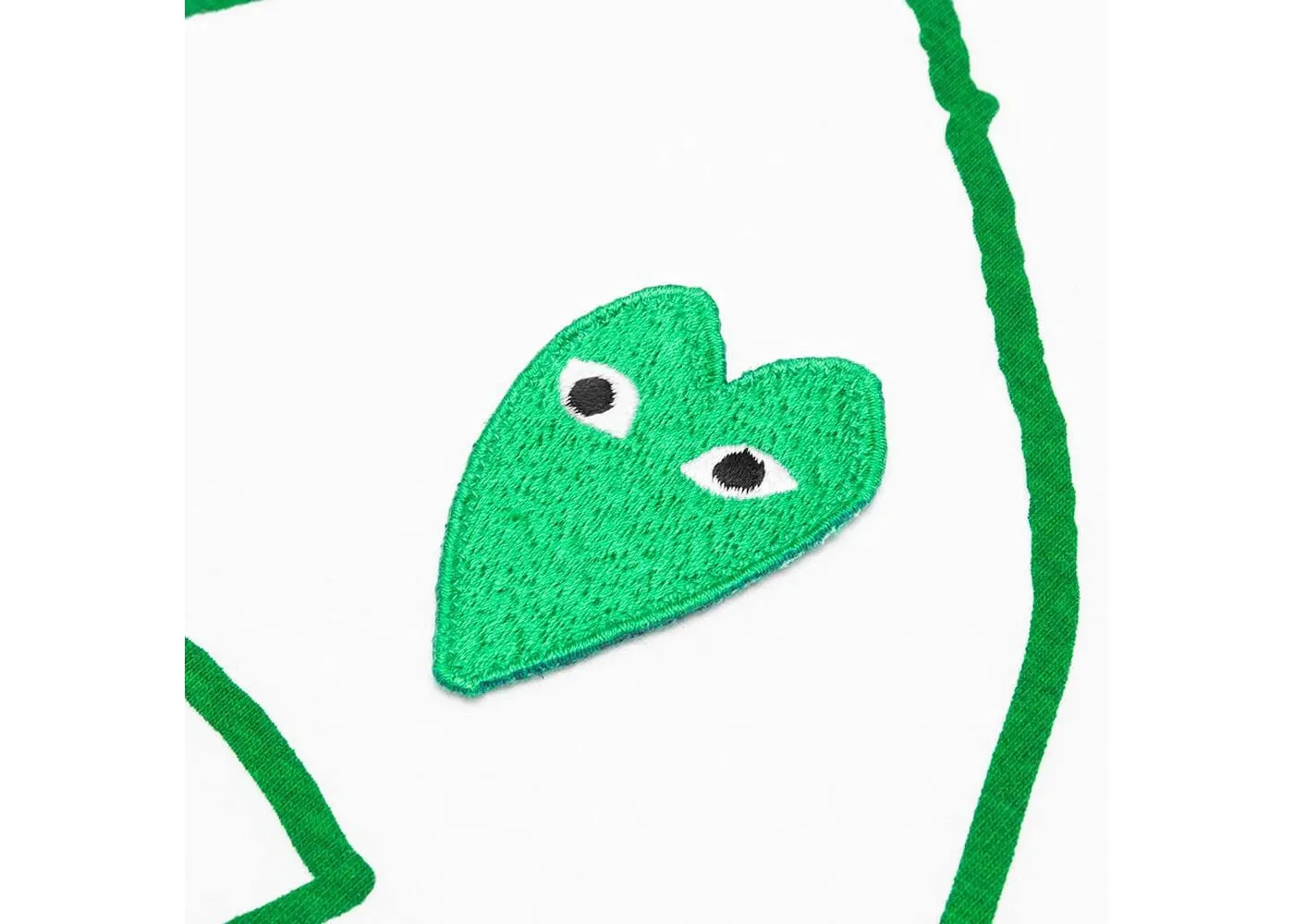 COMME DES GARÇONS GREEN OUTLINE HEART T-SHIRT WHITE