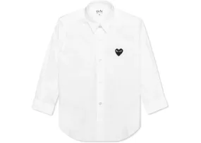 COMME DES GARÇONS PLAY BLACK EMBLEM BUTTON UP SHIRT WHITE