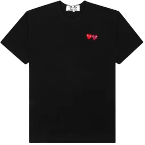 COMME DES GARÇONS PLAY DOUBLE HEART T-SHIRT BLACK