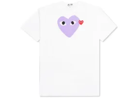 COMME DES GARÇONS PLAY EMBLEM HEART T-SHIRT WHITE / PURPLE