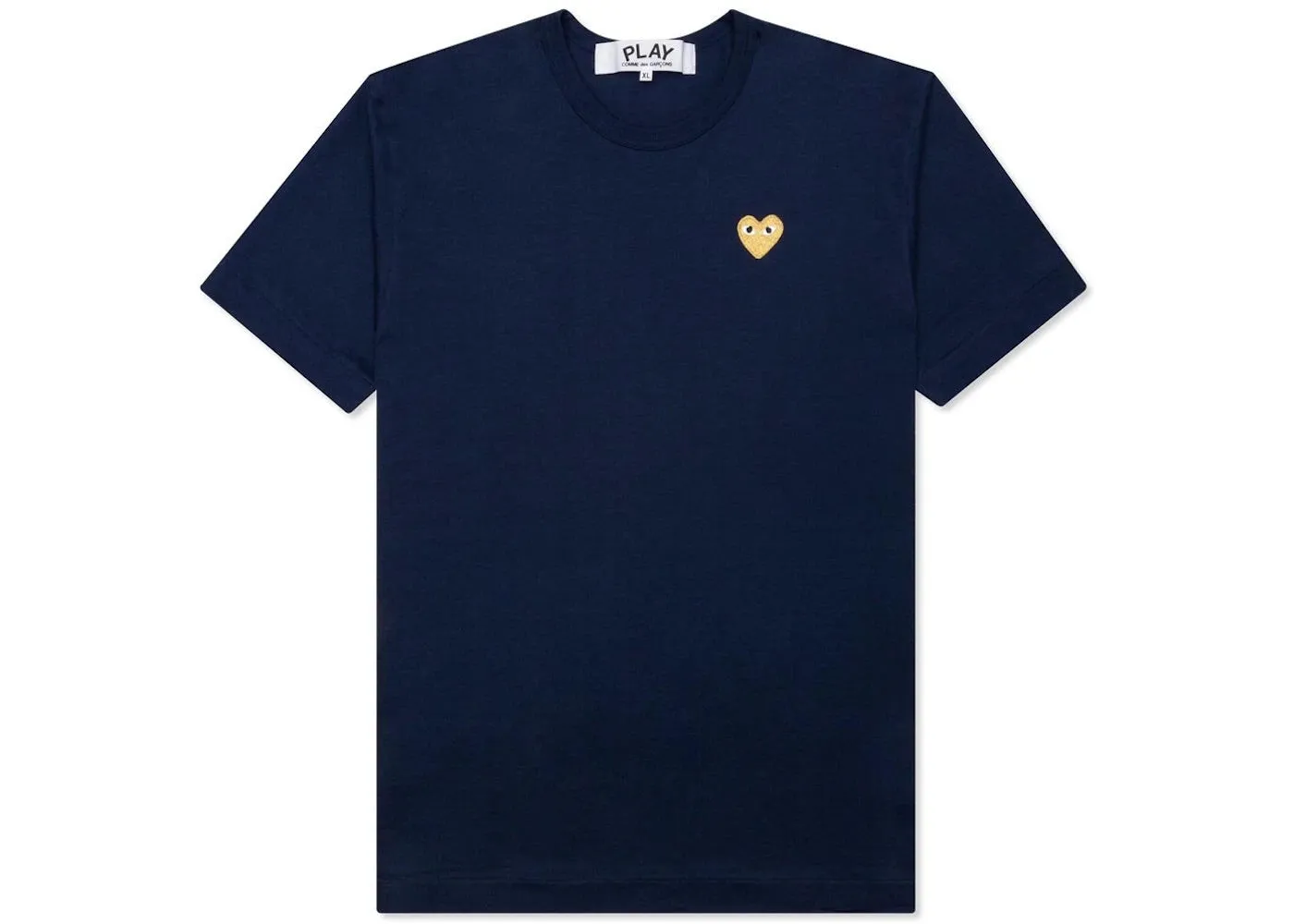 COMME DES GARÇONS PLAY GOLD HEART PATCH T-SHIRT NAVY