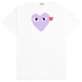 COMME DES GARÇONS PLAY PURPLE HEART RED EMBLEM T-SHIRT WHITE