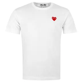 COMME DES GARÇONS PLAY RED EMBLEM T-SHIRT WHITE