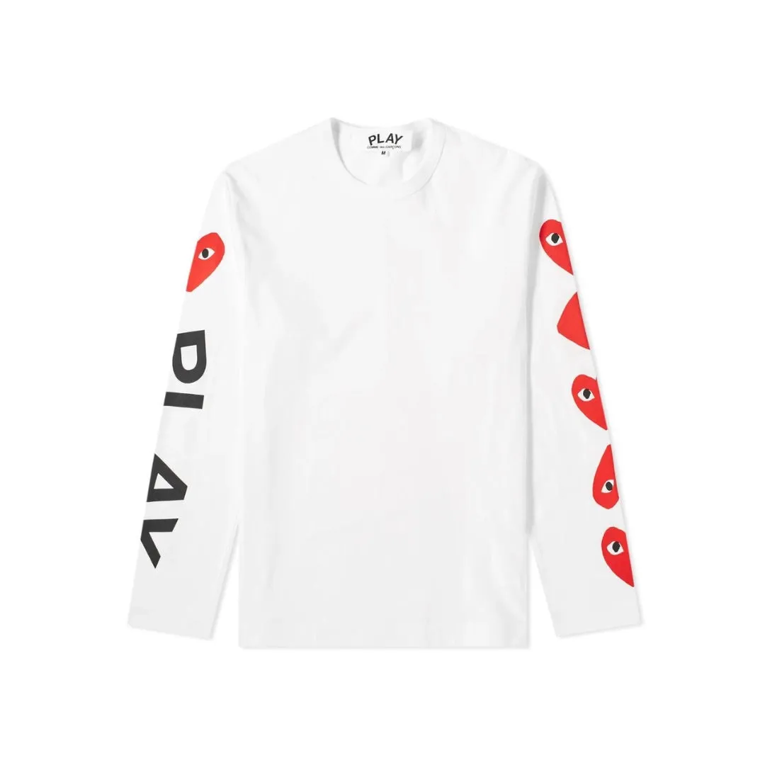 COMME DES GARÇONS PLAY RED MULTI HEART LONG SLEEVE WHITE