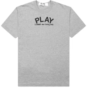 COMME DES GARÇONS PLAY SMALL TEXT BLACK HEART T-SHIRT GREY